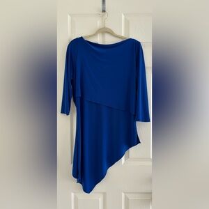 SCAPA Lauren Perre Assymetrical Blue Blouse, Fits Medium-Large